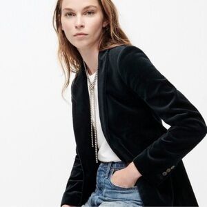 J.Crew Velvet Parke Blazer Dark Navy Single Button Tailored Jacket 2P